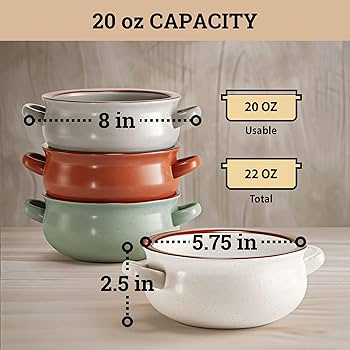 英国製 新品 黒壺California by  SoupDish Amazon.com | Ceramic Soup Bowls With Handles Set of 4-20 oz